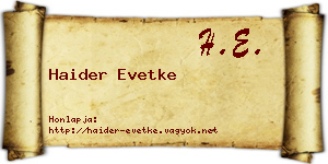 Haider Evetke névjegykártya